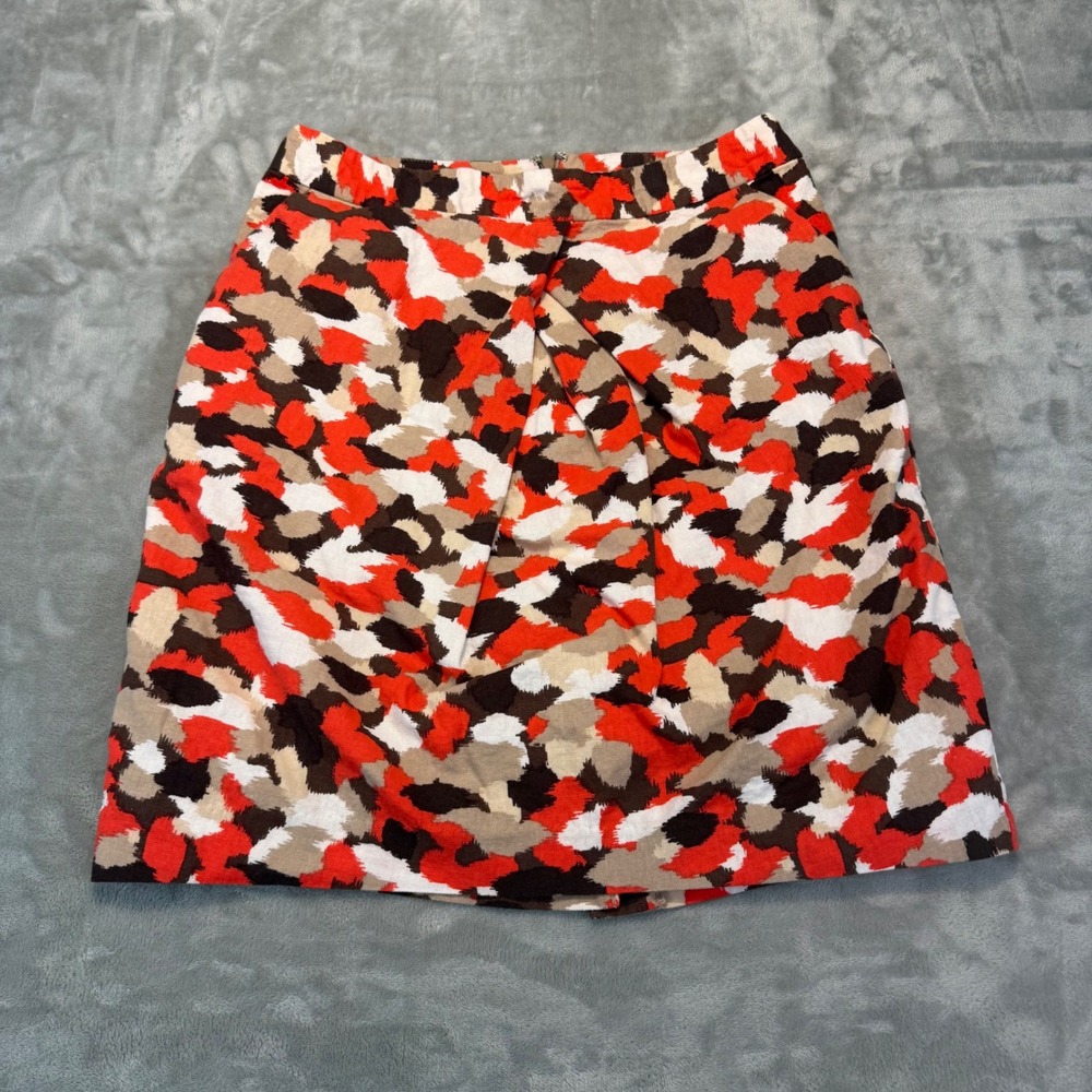 Cato Womens‎ Size 8 Multicolored Abstract Print Lined Skirt with Pockets Red Tan